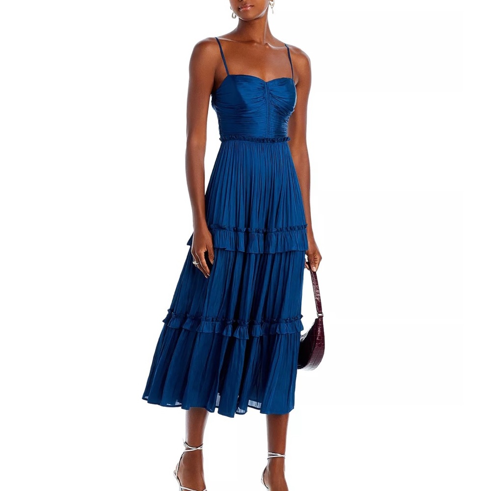 AQUA ruched top maxi dress, size small, navy